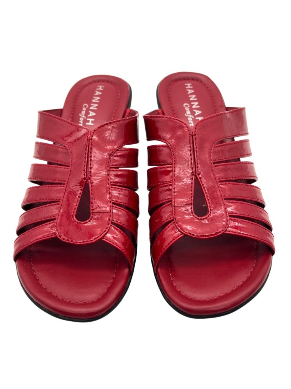 Hannah Comfort Red Slip-On Sandals With Cutout Strap Design Womens Shoes Size 6M - Picture 6 of 12